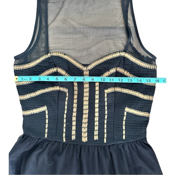 Guess | Mesh Skater Dress with Gold Beading | size 8 - Picture 6 of 9
